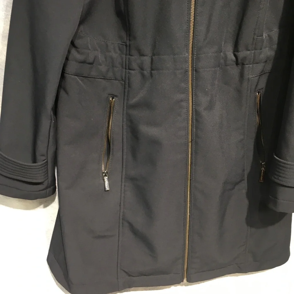 Michael Kors Navy Blue Women's Long Line Zip Technical Hooded Jacket Size Large - Picture 4 of 11